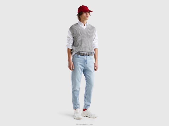 Heren Benetton vest van puur katoen lichtgrijs 4R621146
