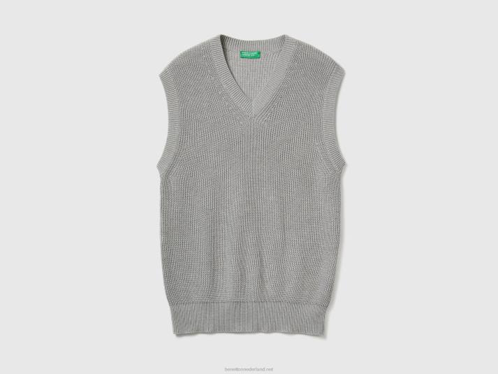 Heren Benetton vest van puur katoen lichtgrijs 4R621146
