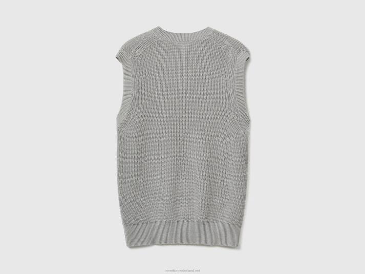 Heren Benetton vest van puur katoen lichtgrijs 4R621146