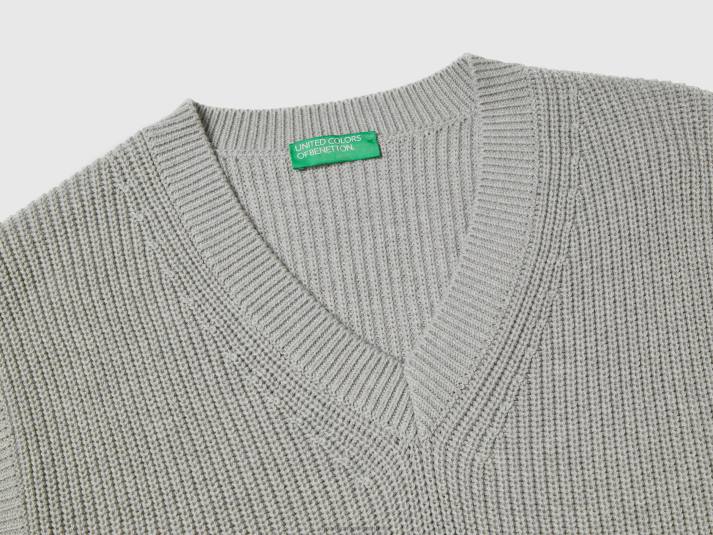 Heren Benetton vest van puur katoen lichtgrijs 4R621146