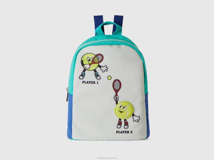kinderen Benetton rugzak van katoenmix met print veelkleurig 4R622405