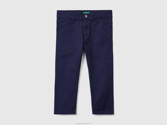kinderen Benetton 5-pocket slim fit broek donkerblauw 4R625169