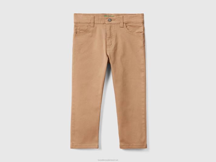 kinderen Benetton 5-pocket slim fit broek kameel 4R625175