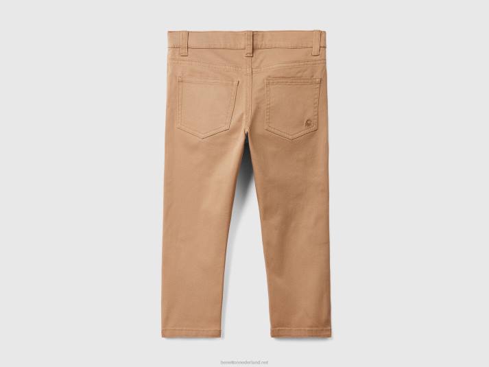 kinderen Benetton 5-pocket slim fit broek kameel 4R625175