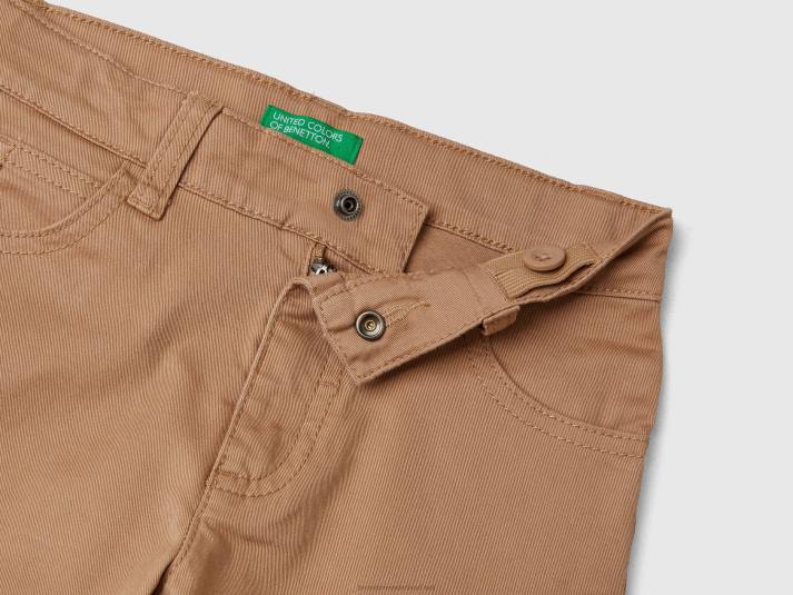 kinderen Benetton 5-pocket slim fit broek kameel 4R625175