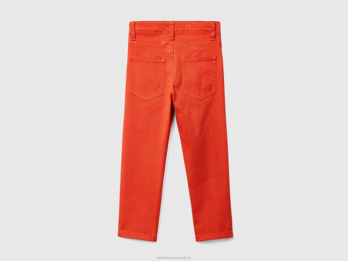 kinderen Benetton 5-pocket slim fit broek rood 4R622381