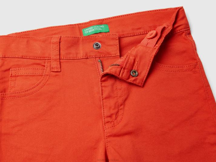 kinderen Benetton 5-pocket slim fit broek rood 4R622381