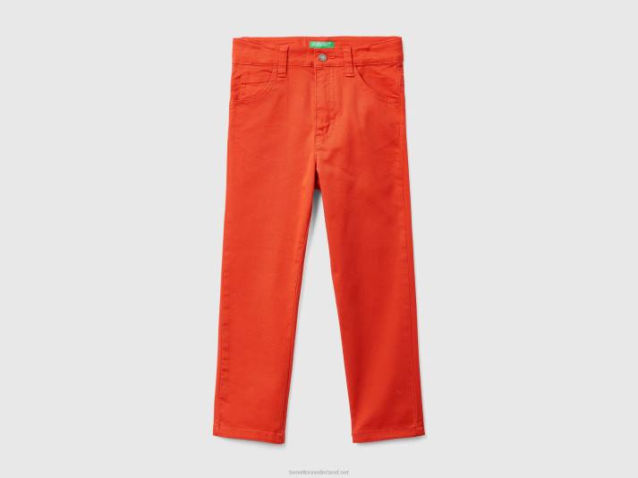 kinderen Benetton 5-pocket slim fit broek rood 4R625174