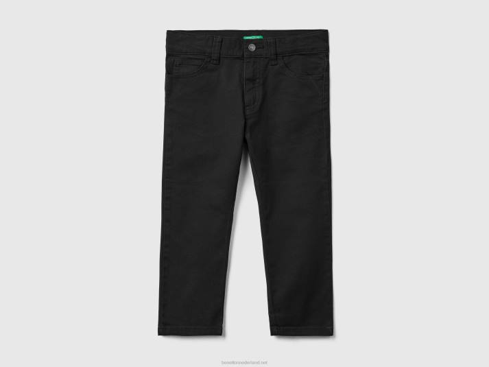 kinderen Benetton 5-pocket slim fit broek zwart 4R622391