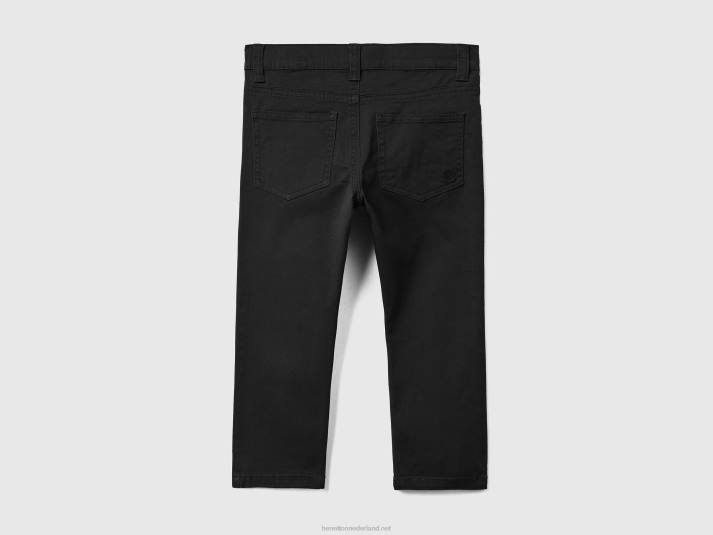kinderen Benetton 5-pocket slim fit broek zwart 4R625182