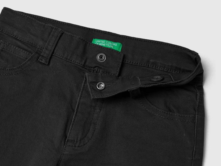 kinderen Benetton 5-pocket slim fit broek zwart 4R625182