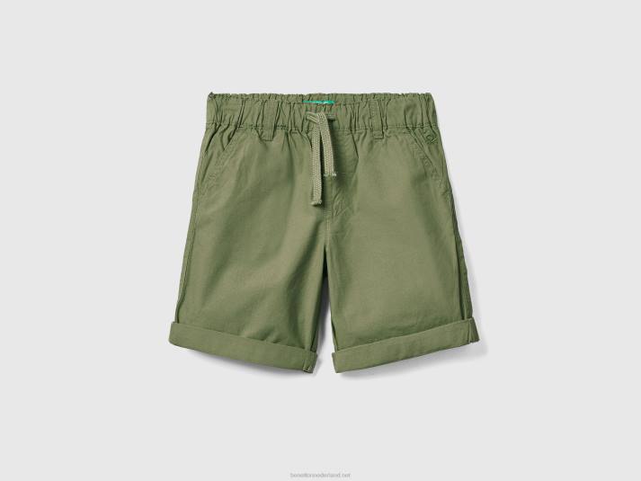 kinderen Benetton Short van 100% katoen met trekkoord militair groen 4R622376