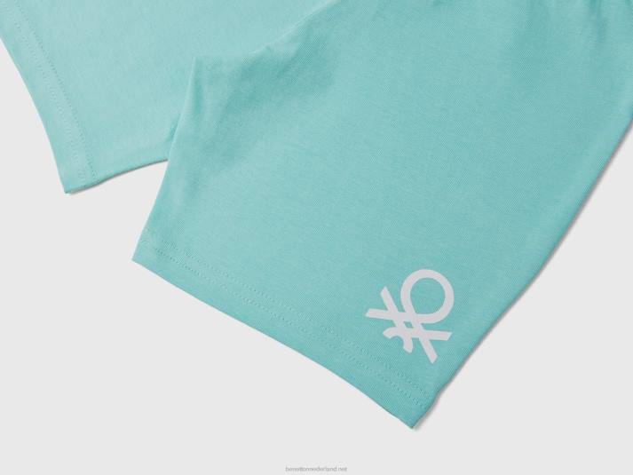 kinderen Benetton bermuda's van jersey hemelsblauw 4R622358