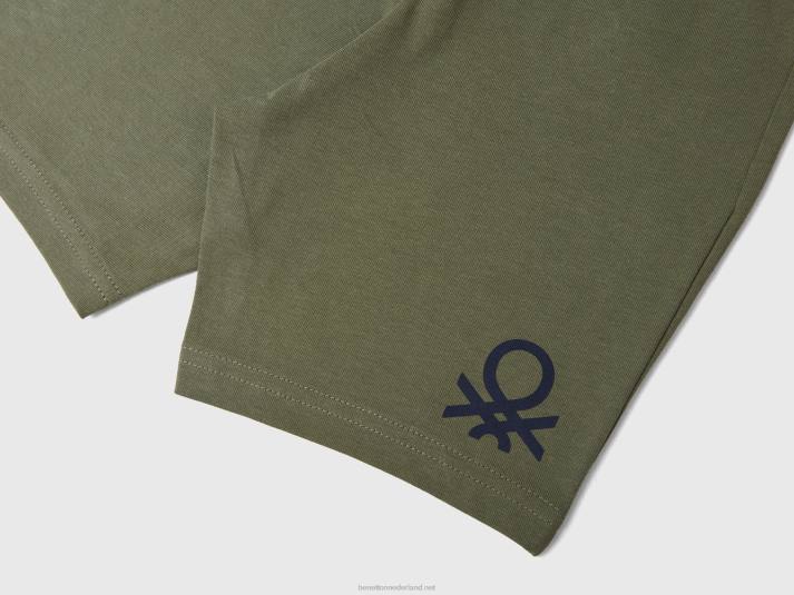 kinderen Benetton bermuda's van jersey militair groen 4R622365