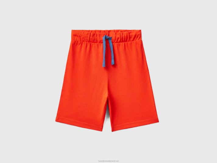 kinderen Benetton bermuda's van jersey rood koraal 4R622369