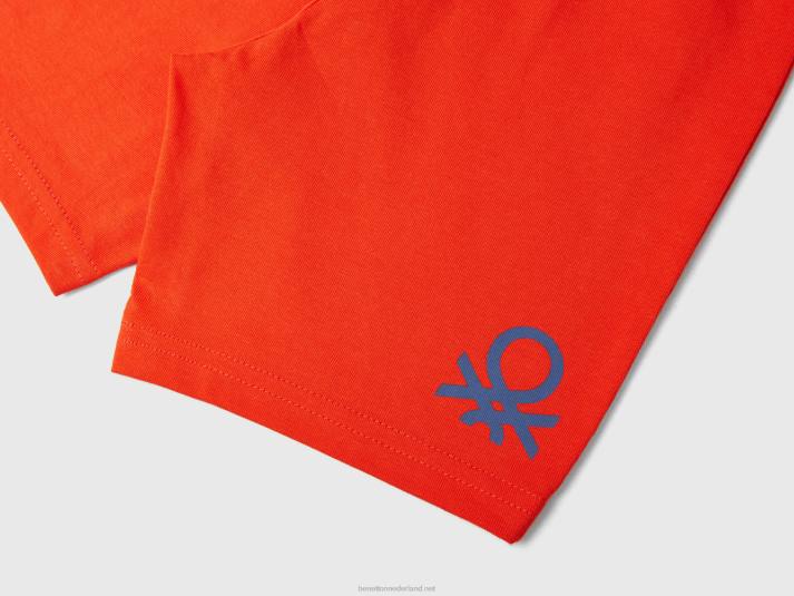 kinderen Benetton bermuda's van jersey rood koraal 4R622369