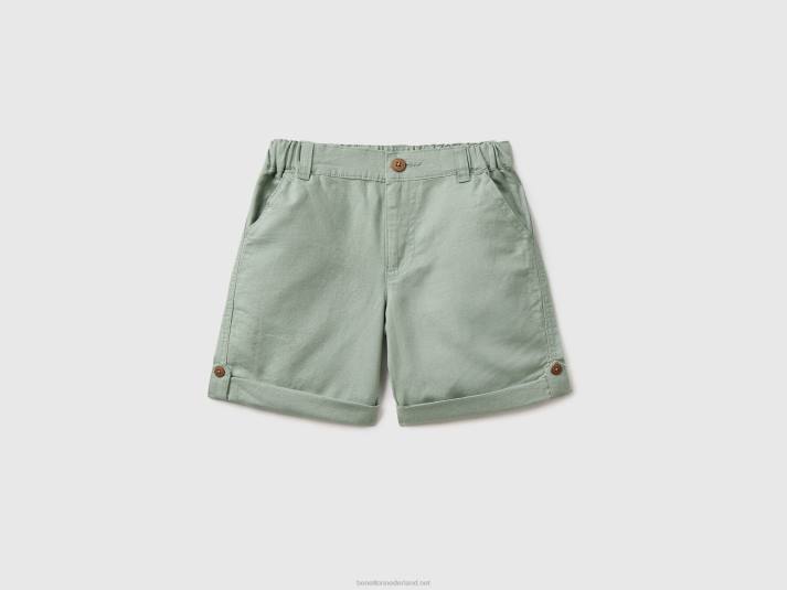 kinderen Benetton bermuda's van linnenmix met omslagen groente 4R622375