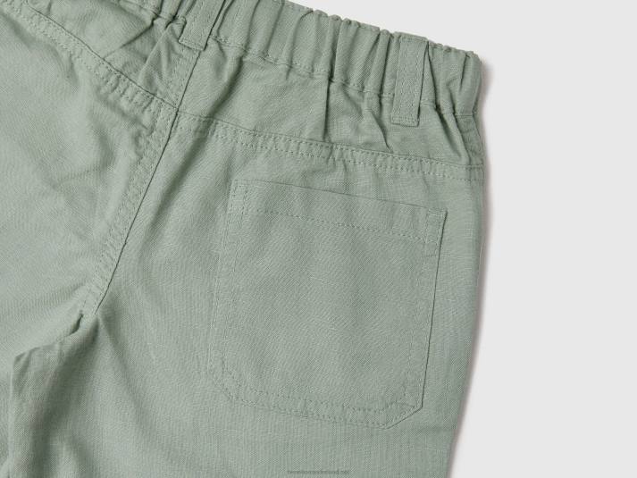 kinderen Benetton bermuda's van linnenmix met omslagen groente 4R622375
