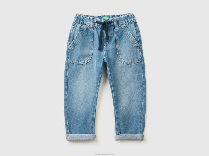 kinderen Benetton jeans met maxizakken van 100% katoen blauw 4R622390
