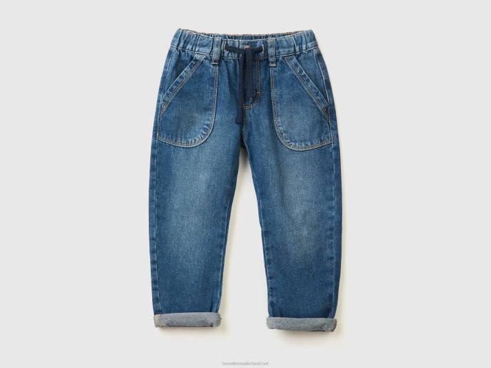 kinderen Benetton jeans met maxizakken van 100% katoen donkerblauw 4R622377