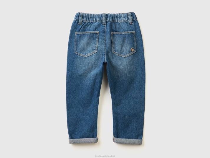 kinderen Benetton jeans met maxizakken van 100% katoen donkerblauw 4R622377