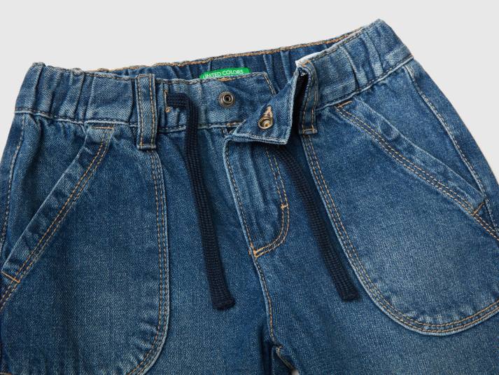 kinderen Benetton jeans met maxizakken van 100% katoen donkerblauw 4R622377