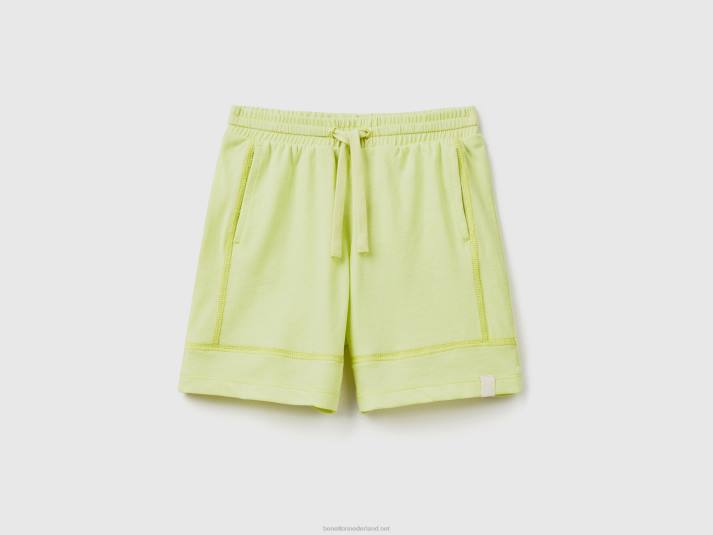 kinderen Benetton korte broek van gerecyclede stof limoen 4R622368
