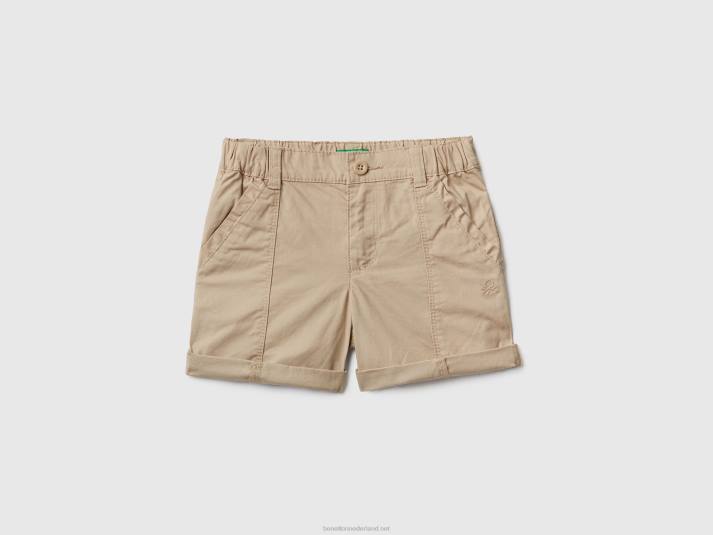 kinderen Benetton korte broek van lichtgewicht katoen beige 4R625178