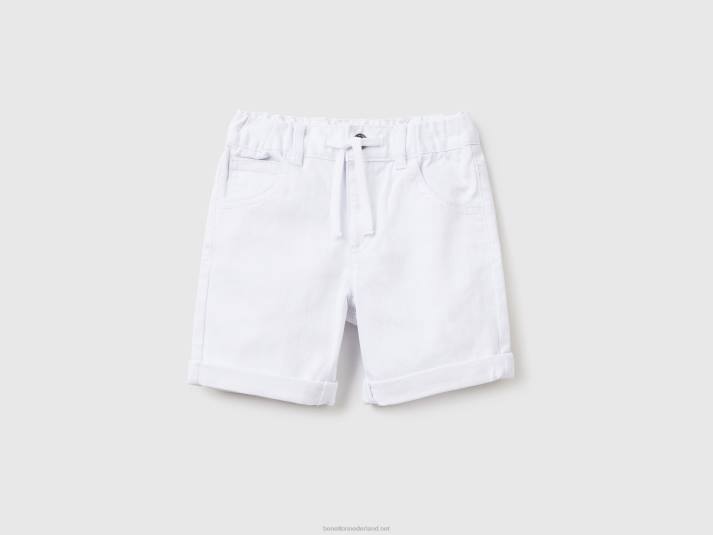 kinderen Benetton slim fit bermuda's wit 4R622349