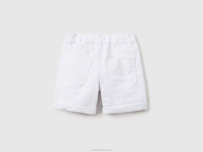 kinderen Benetton slim fit bermuda's wit 4R622349
