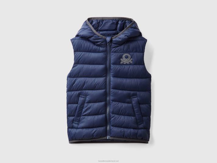 kinderen Benetton gewatteerde jas met capuchon donkerblauw 4R622104
