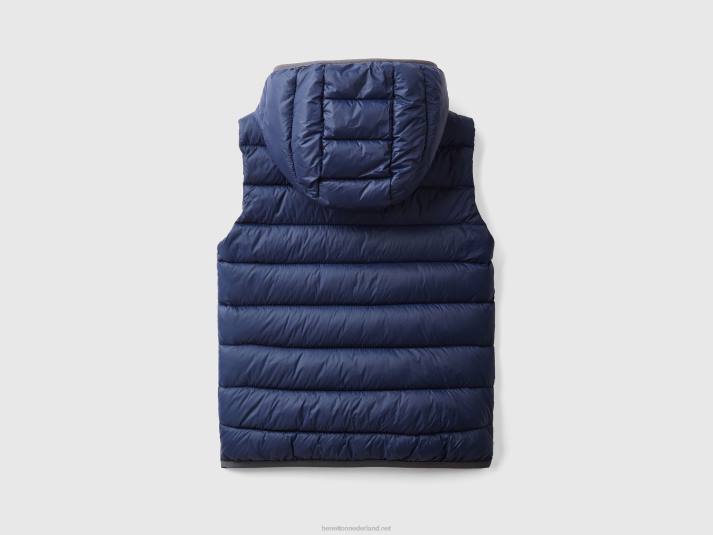 kinderen Benetton gewatteerde jas met capuchon donkerblauw 4R625006
