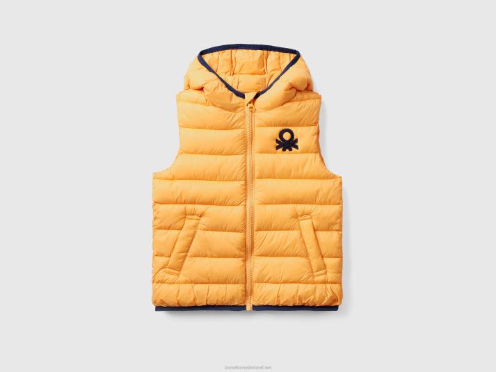 kinderen Benetton gewatteerde jas met capuchon geel 4R622097