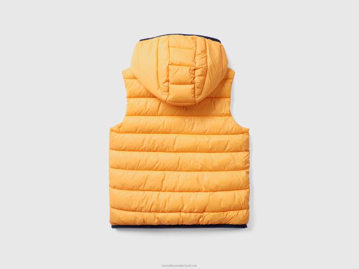 kinderen Benetton gewatteerde jas met capuchon geel 4R622097