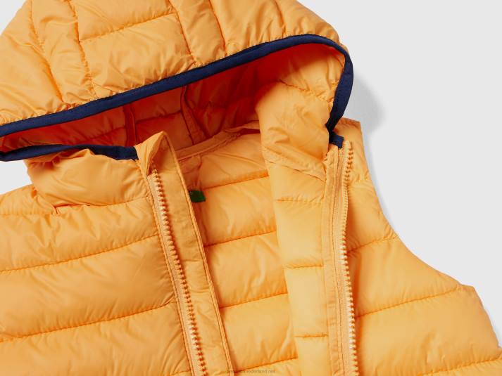 kinderen Benetton gewatteerde jas met capuchon geel 4R622097