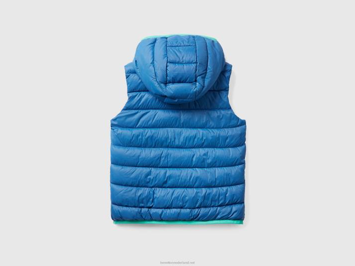 kinderen Benetton gewatteerde jas met capuchon helderblauw 4R622100