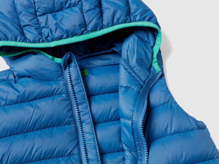 kinderen Benetton gewatteerde jas met capuchon helderblauw 4R622100