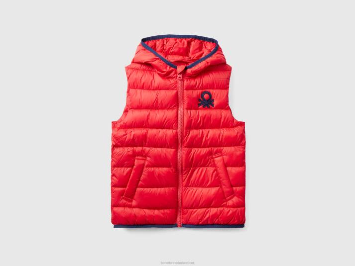 kinderen Benetton gewatteerde jas met capuchon rood 4R622098