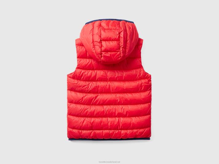 kinderen Benetton gewatteerde jas met capuchon rood 4R622098