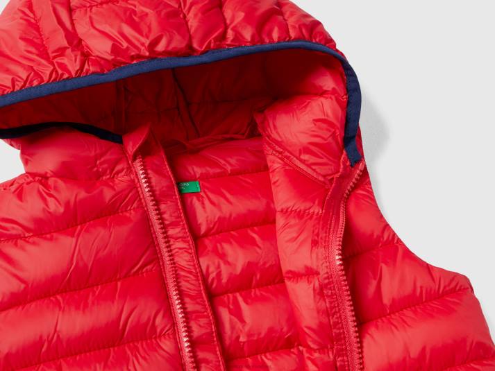 kinderen Benetton gewatteerde jas met capuchon rood 4R622098