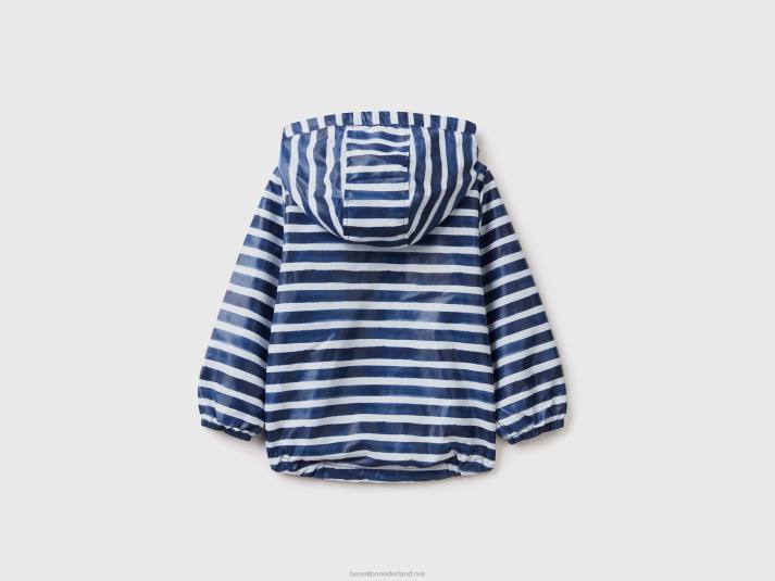 kinderen Benetton lichte jas met capuchon blauw 4R625019