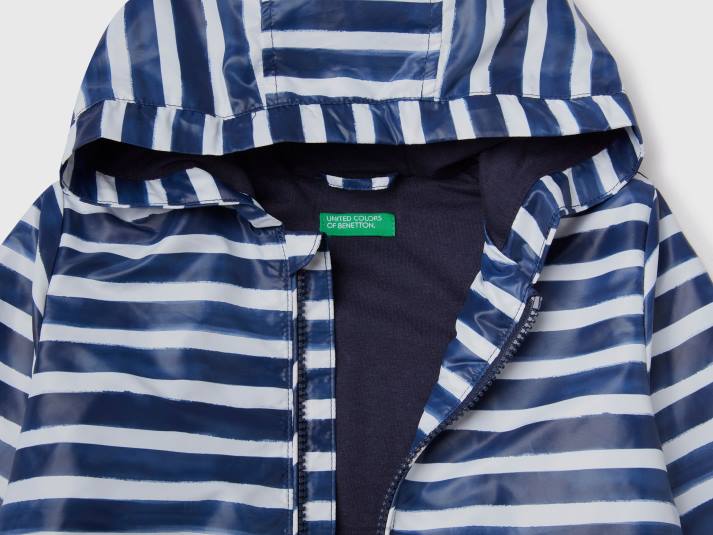 kinderen Benetton lichte jas met capuchon blauw 4R625019