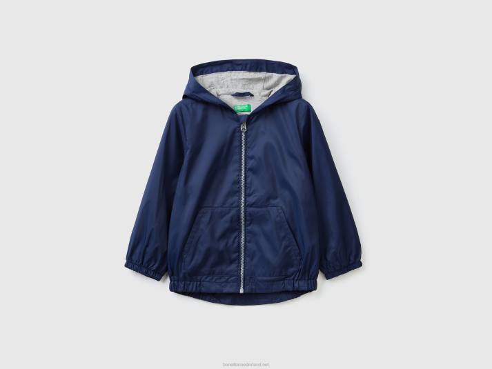 kinderen Benetton lichte jas met capuchon donkerblauw 4R622102