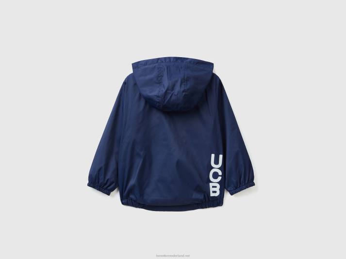 kinderen Benetton lichte jas met capuchon donkerblauw 4R625011