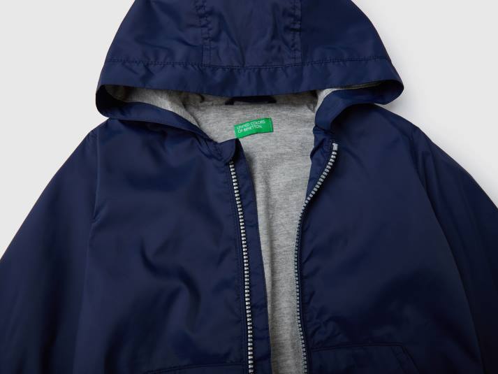 kinderen Benetton lichte jas met capuchon donkerblauw 4R625011