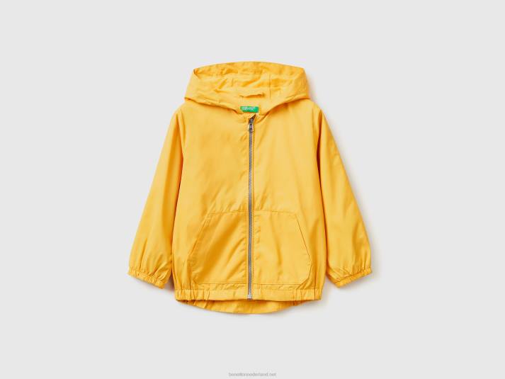 kinderen Benetton lichte jas met capuchon geel 4R625009