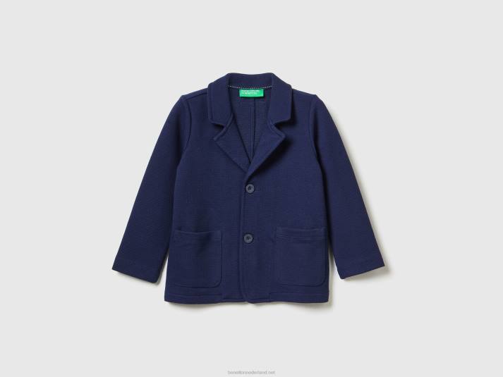 kinderen Benetton sweatblazer met zakken donkerblauw 4R625007