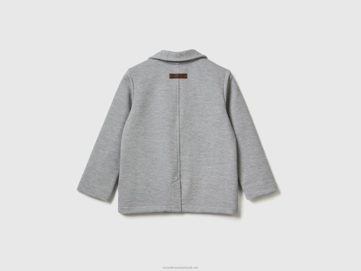kinderen Benetton sweatblazer met zakken lichtgrijs 4R622109