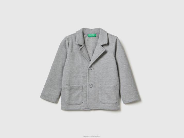 kinderen Benetton sweatblazer met zakken lichtgrijs 4R625008