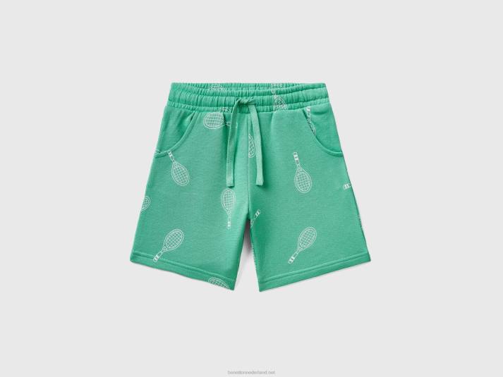 kinderen Benetton bedrukte sweatbermuda's groente 4R622327